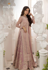 AJIZL-12 EMBROIDERED JAVERIA NET UNSTITCHED 3 PCS